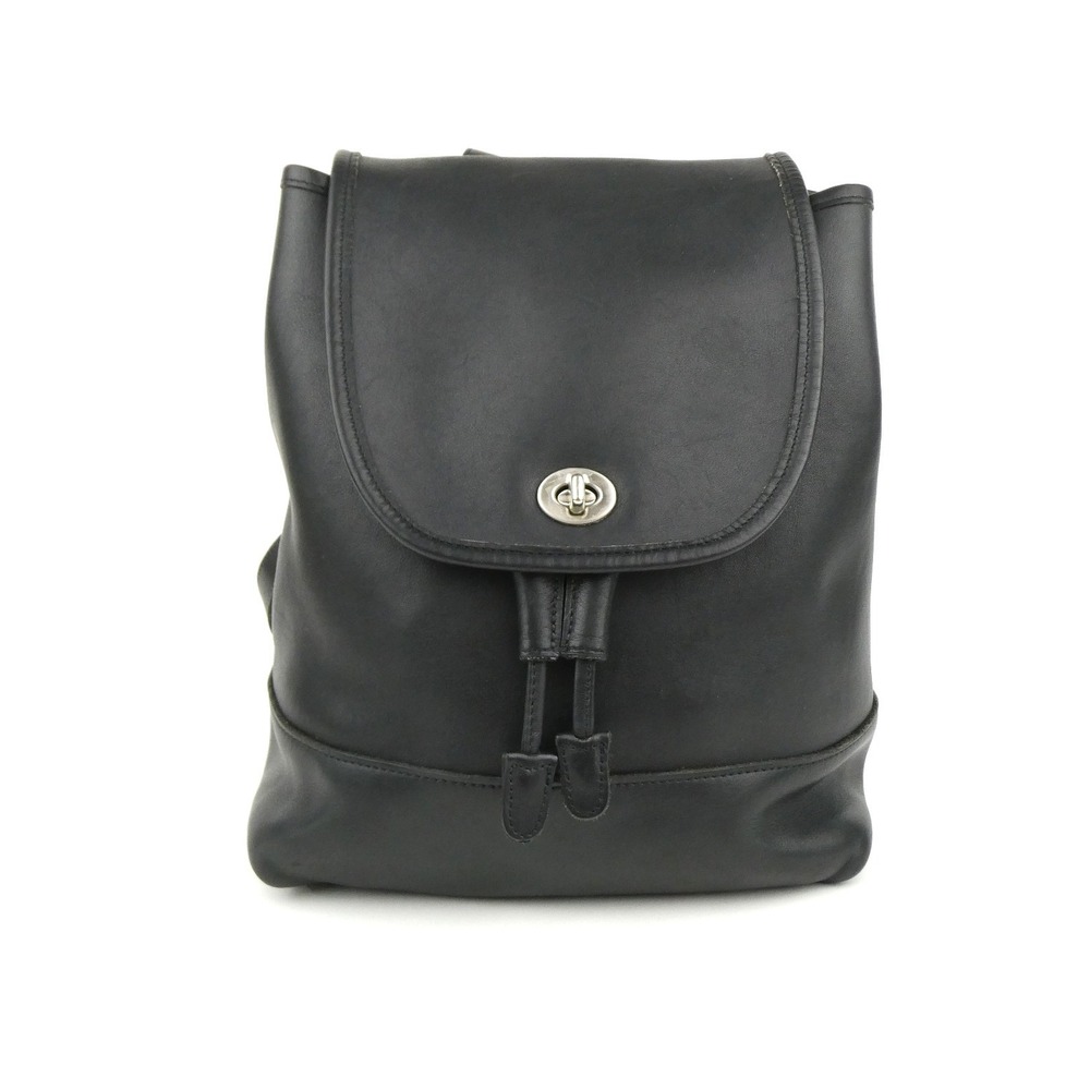 Coach Vintage Black Leather Day Pack Backpack 9792